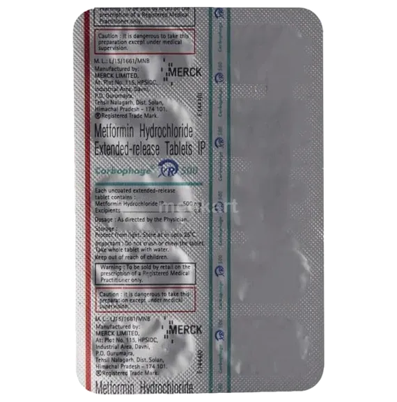 carbophage xr 500mg tablet 10's